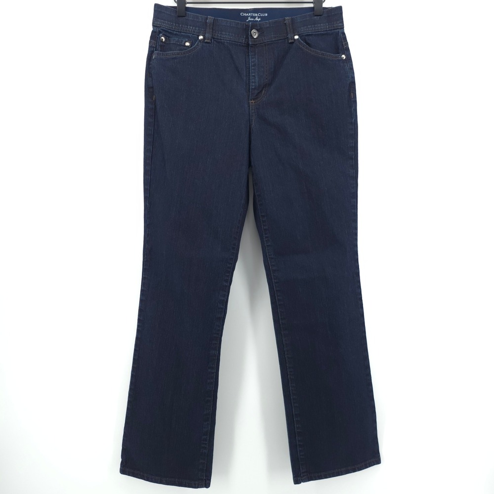 Charter Club Womens Jeans Comfort Waist 8S Dark Indigo Straight Leg Denim Casual